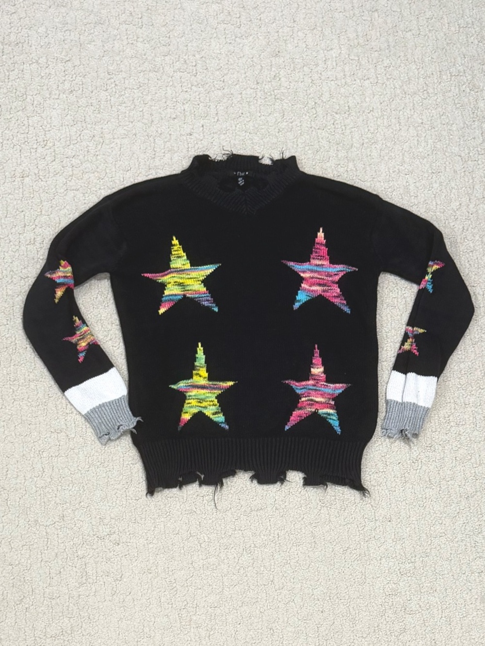 Kids Flowers By Zoe Distressed Sweater Size 6X